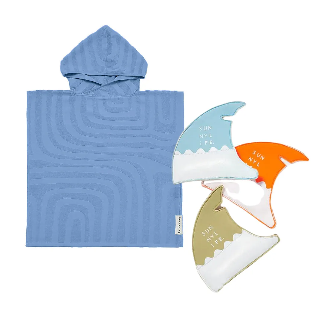 Shark Fins Dive Buddies & Terry Beach Hooded Towel Ages 6-9 Surf Bundle