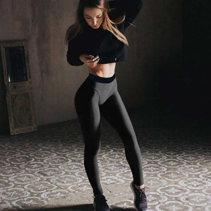 Sports Solid Elasticity Yoga Fitness Sports Leggings