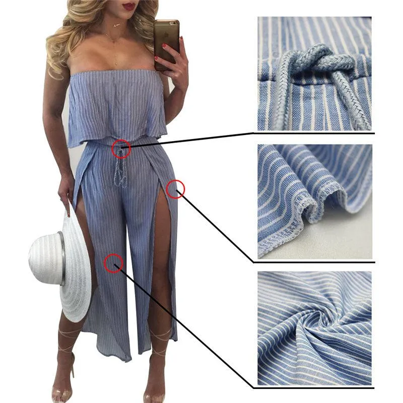 STRAPLESS CAPRI OPEN LEG JUMPSUIT