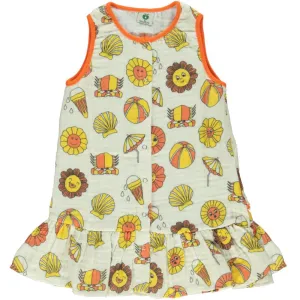 Summer Vacation Symbols Sleeveless Dress - Muslin - 1 Left Size 11-12 years