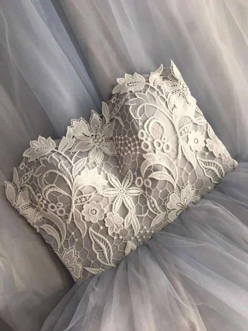 Sweetheart Strapless A Line Bohemian Wedding Dress Modest Tulle Bridal Gown  WD427