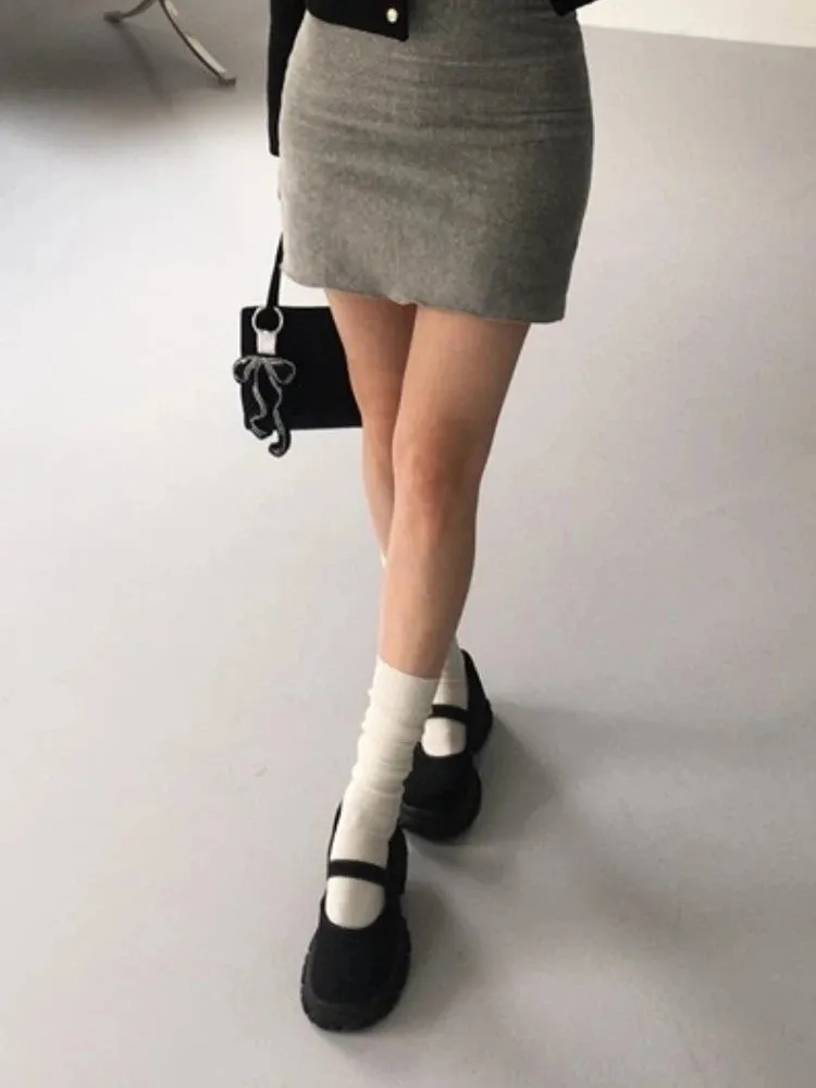 TAVIMART  -  Black Thick-Soled Mary Jane Shoes Women Summer Korean Style Retro Sweet Cool Casual All-matching Solid Elegant Uniform Shoes