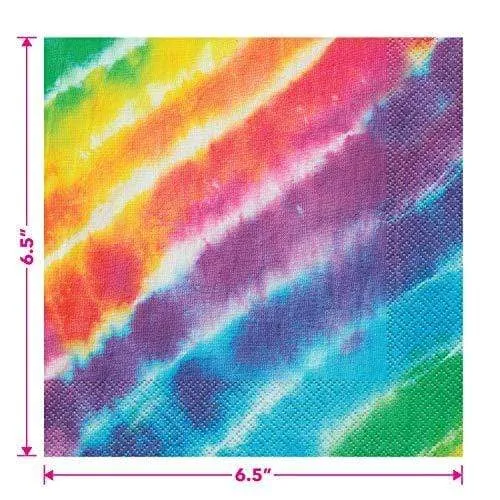 Tie Dye Rainbow Paper Plates and Napkins - 60's Decades, and Hippie Party (Serves 16)