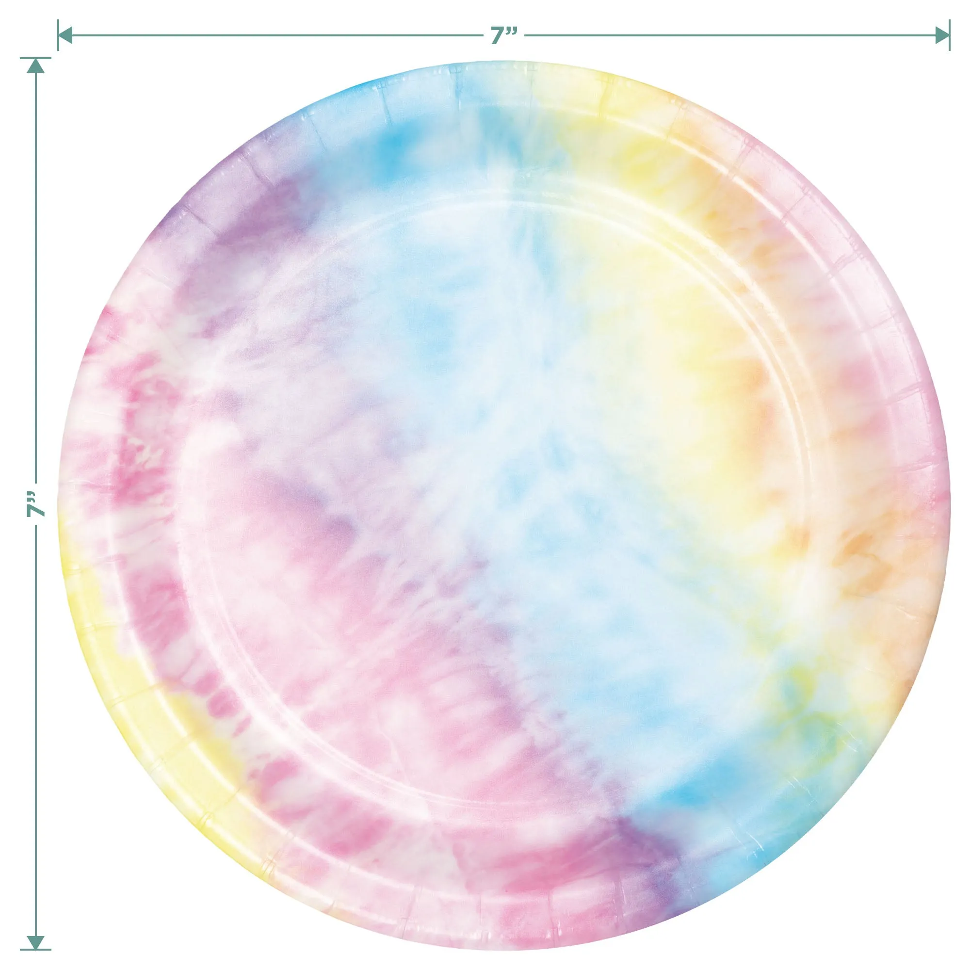 Tie Dye Swirl Paper Dessert Plates, Beverage Napkins, and Forks - Beach Bum, 60's Decades, and Hippie Theme Party Supplies (Serves 16)
