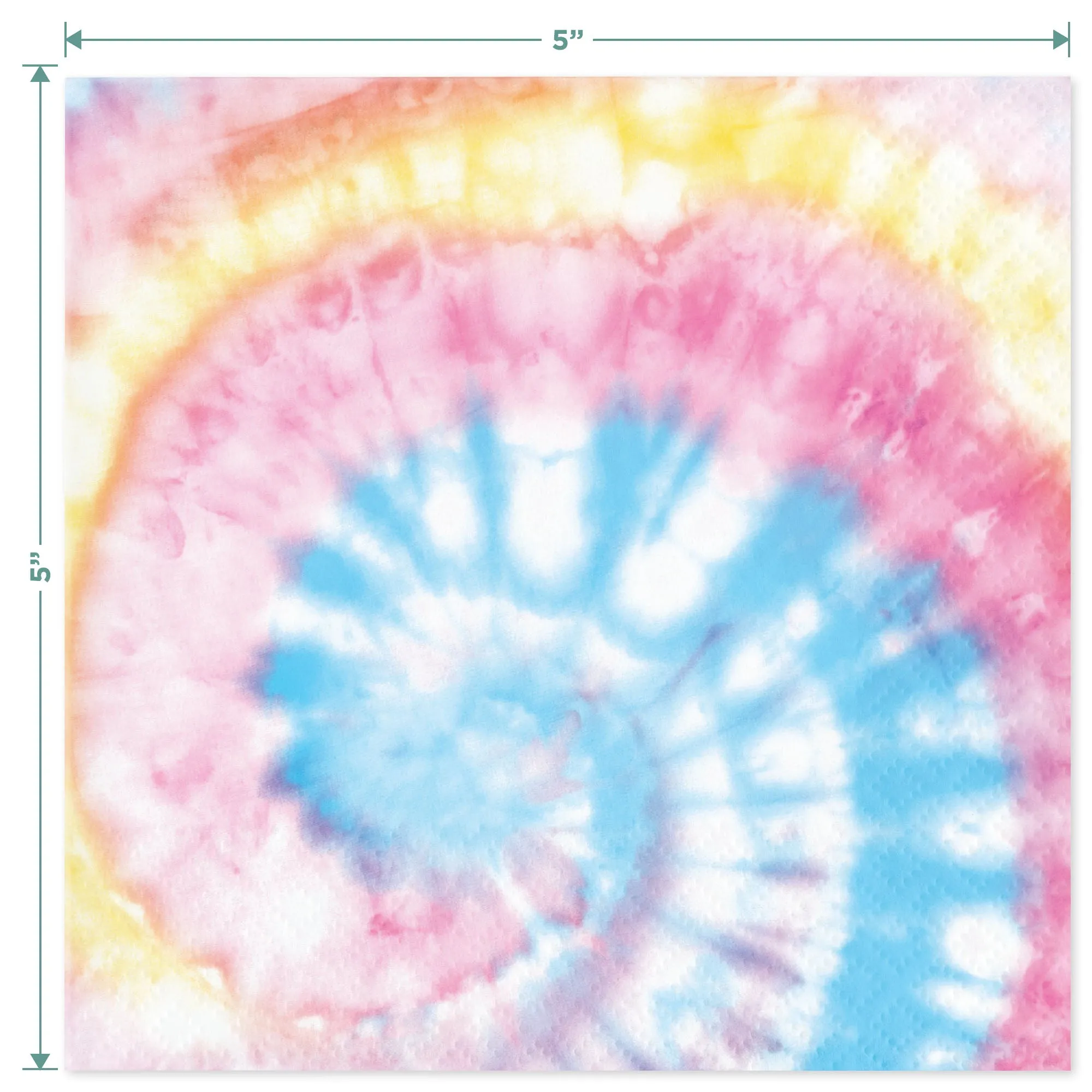 Tie Dye Swirl Paper Dessert Plates, Beverage Napkins, and Forks - Beach Bum, 60's Decades, and Hippie Theme Party Supplies (Serves 16)