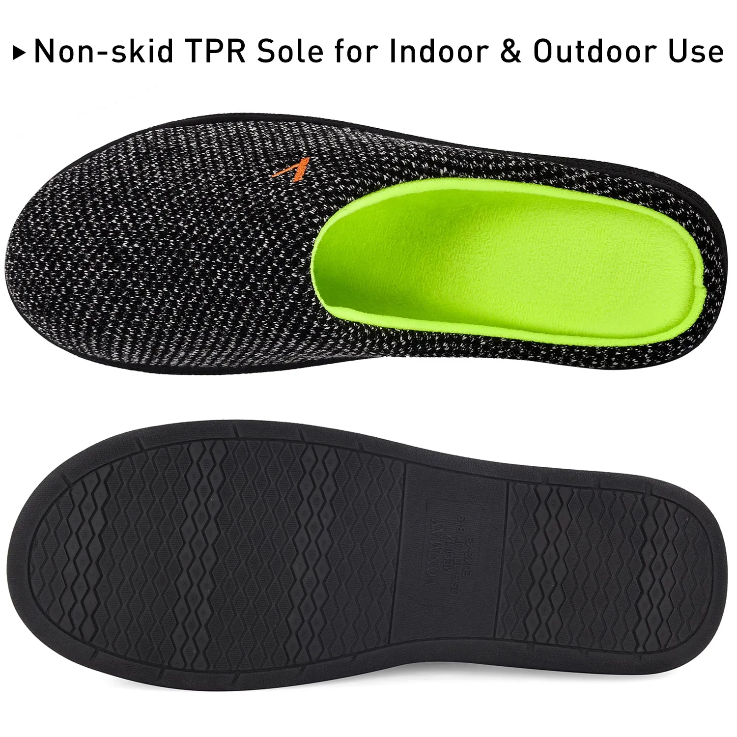 VONMAY Men's Slippers Two-Tone Cozy House Shoes Open Back Memory Foam Slippers Indoor Outdoor
