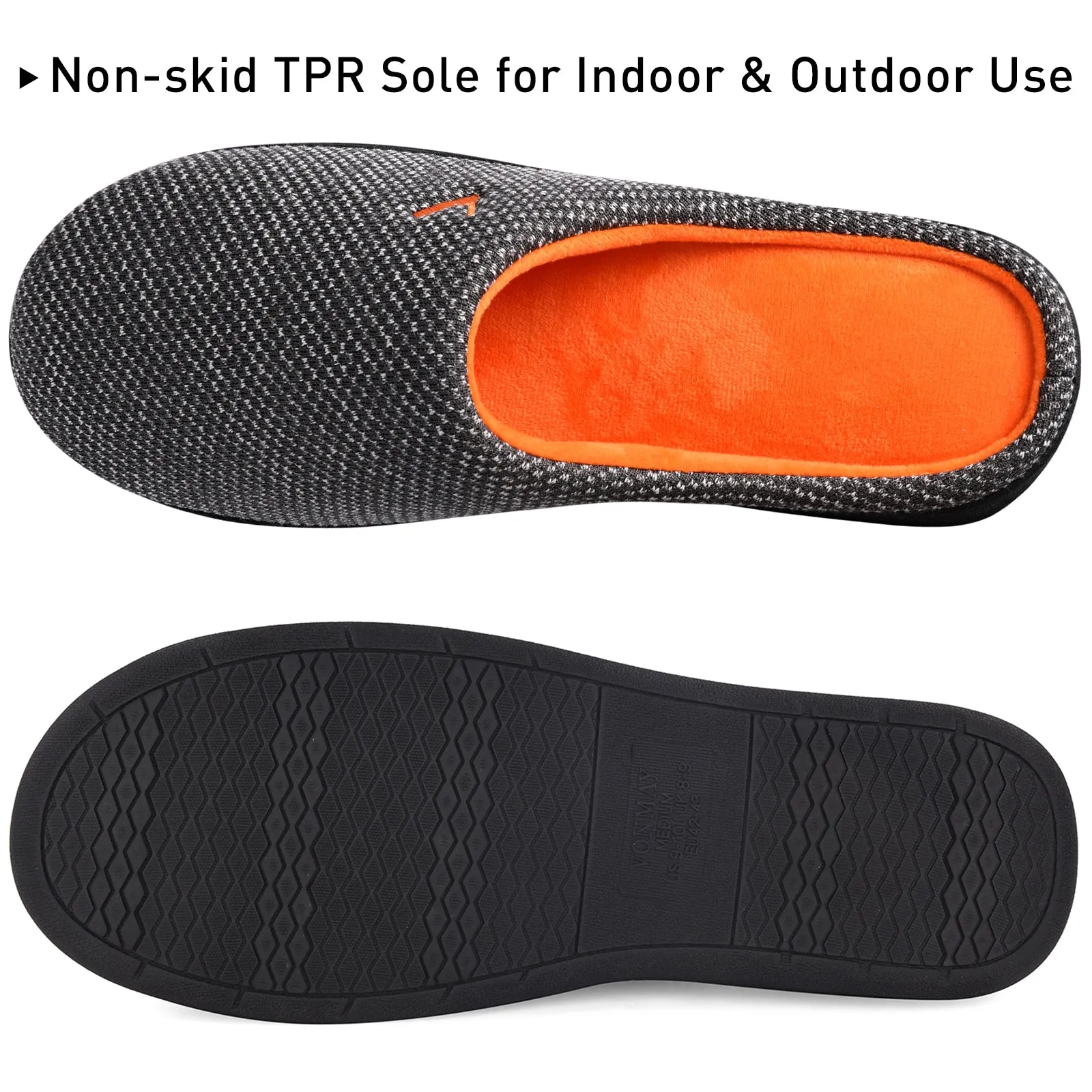 VONMAY Men's Slippers Two-Tone Cozy House Shoes Open Back Memory Foam Slippers Indoor Outdoor