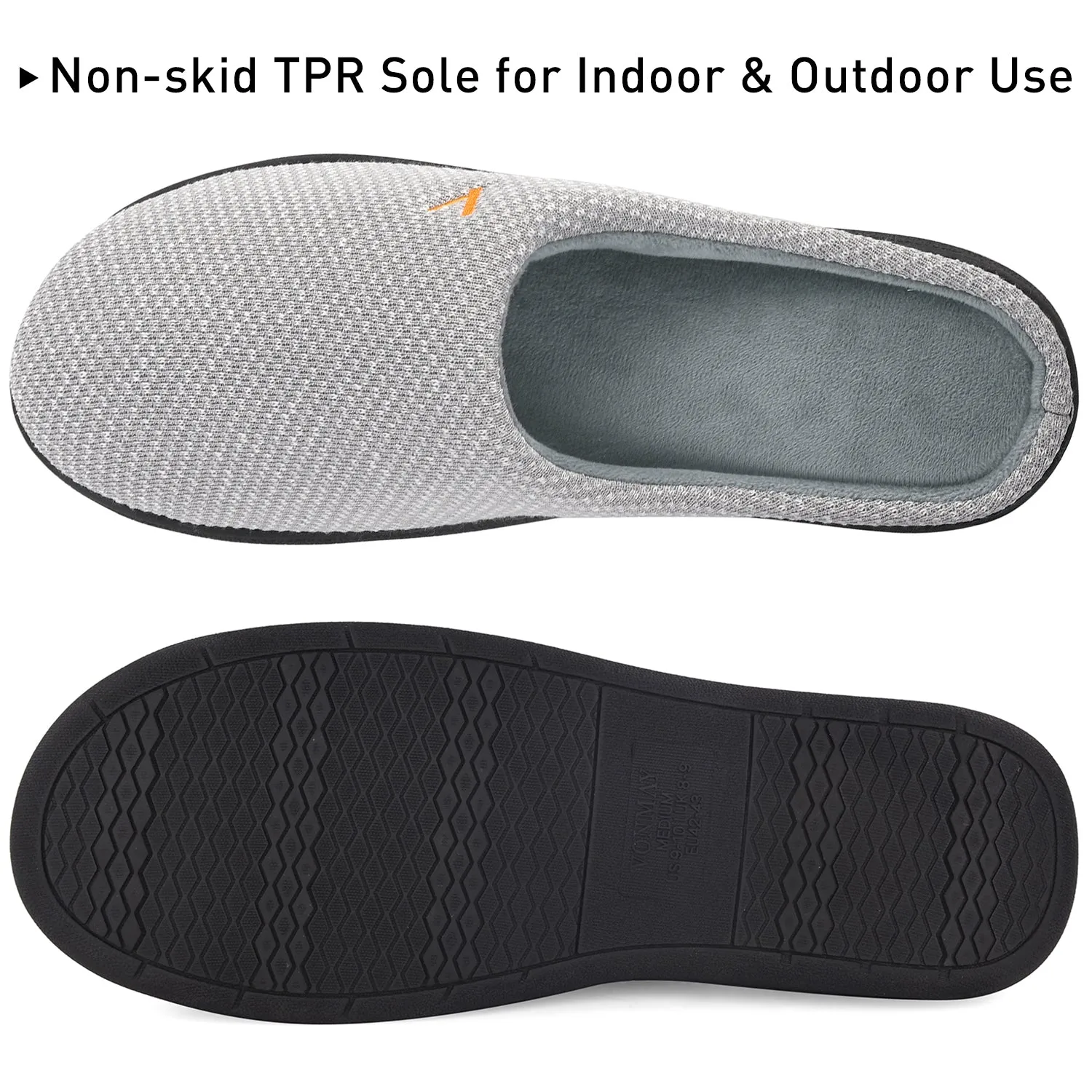VONMAY Men's Slippers Two-Tone Cozy House Shoes Open Back Memory Foam Slippers Indoor Outdoor
