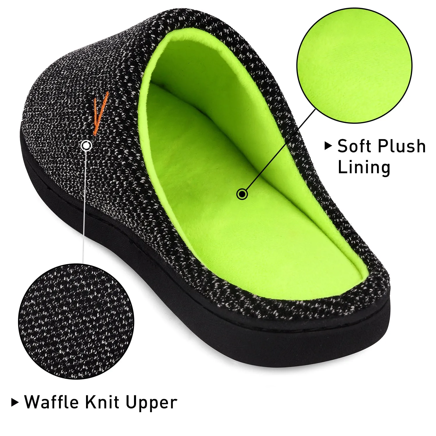 VONMAY Men's Slippers Two-Tone Cozy House Shoes Open Back Memory Foam Slippers Indoor Outdoor