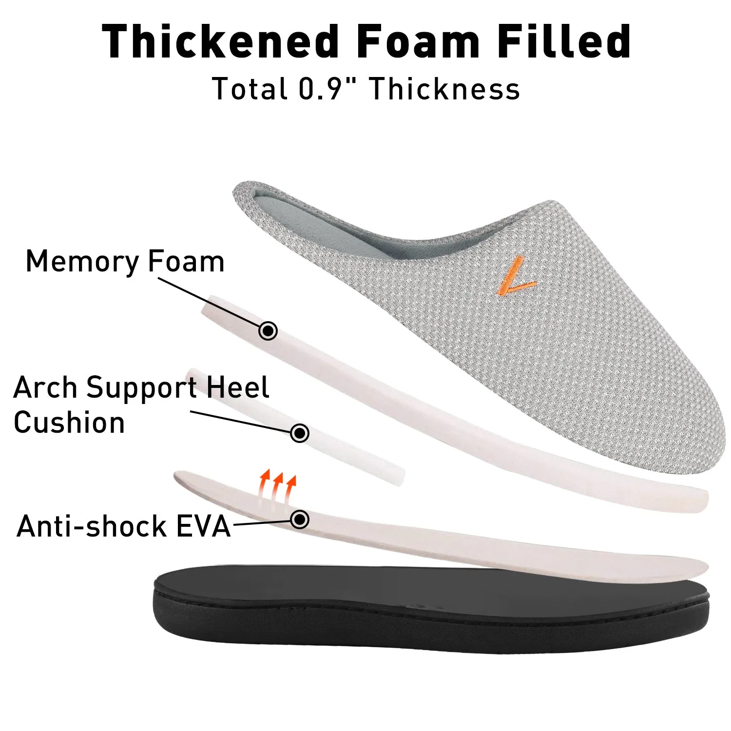 VONMAY Men's Slippers Two-Tone Cozy House Shoes Open Back Memory Foam Slippers Indoor Outdoor