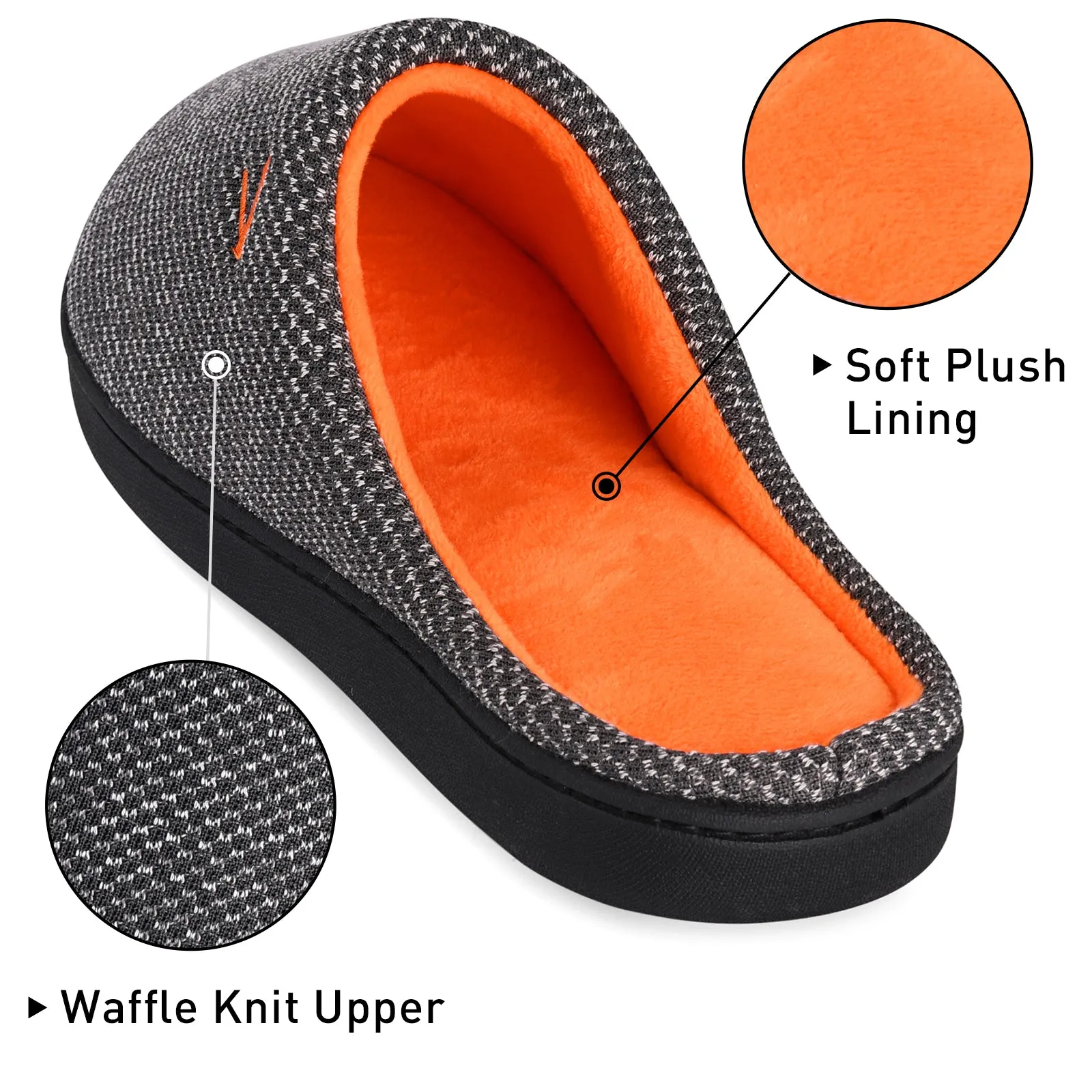 VONMAY Men's Slippers Two-Tone Cozy House Shoes Open Back Memory Foam Slippers Indoor Outdoor
