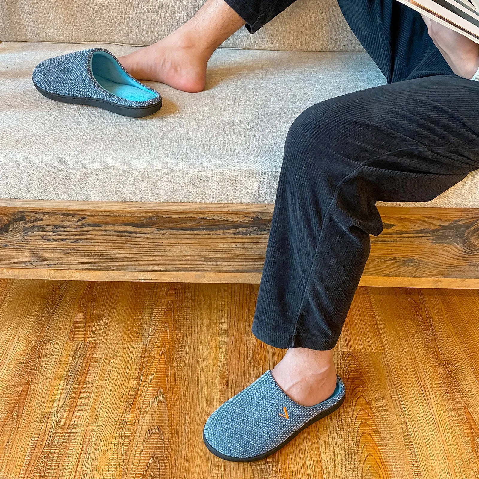 VONMAY Men's Slippers Two-Tone Cozy House Shoes Open Back Memory Foam Slippers Indoor Outdoor
