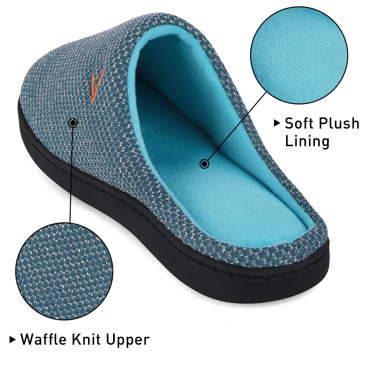 VONMAY Men's Slippers Two-Tone Cozy House Shoes Open Back Memory Foam Slippers Indoor Outdoor