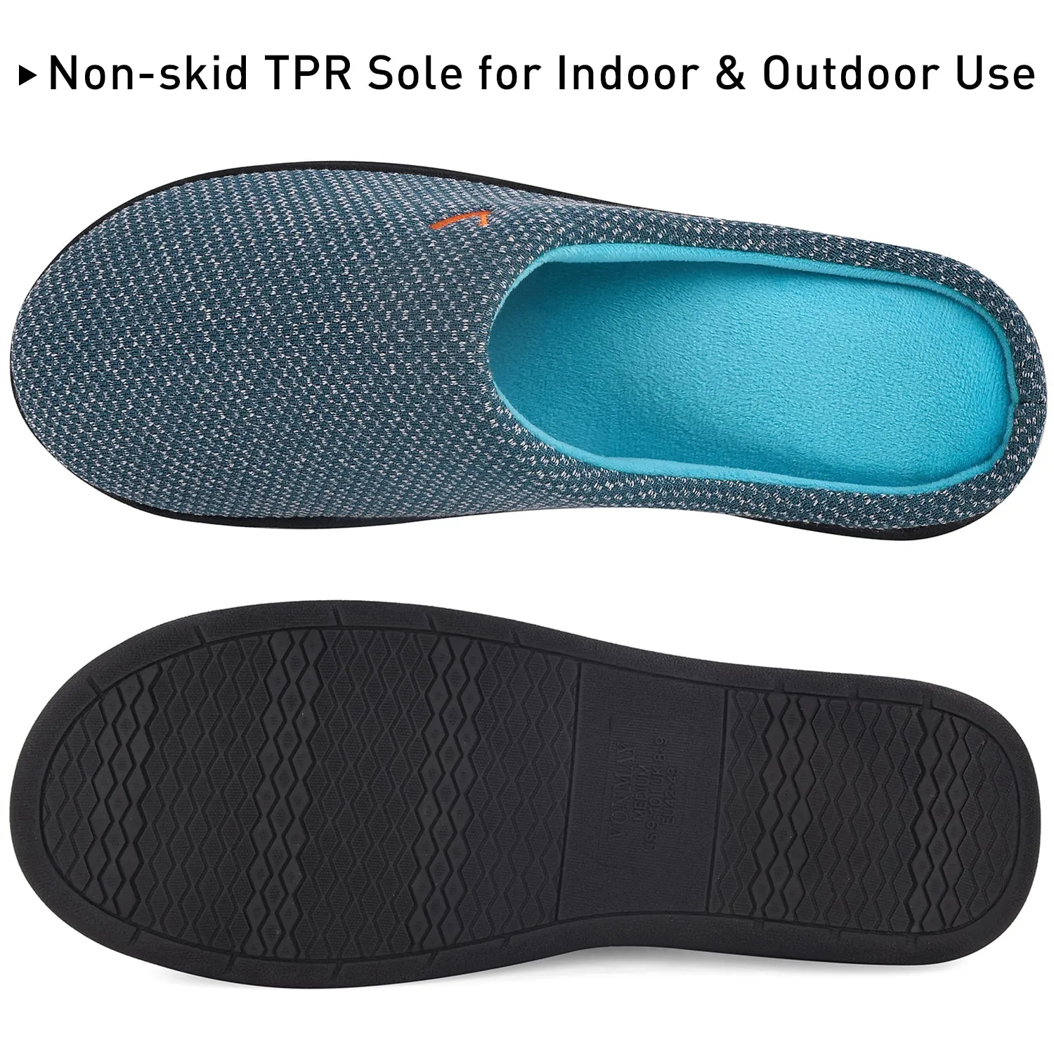 VONMAY Men's Slippers Two-Tone Cozy House Shoes Open Back Memory Foam Slippers Indoor Outdoor