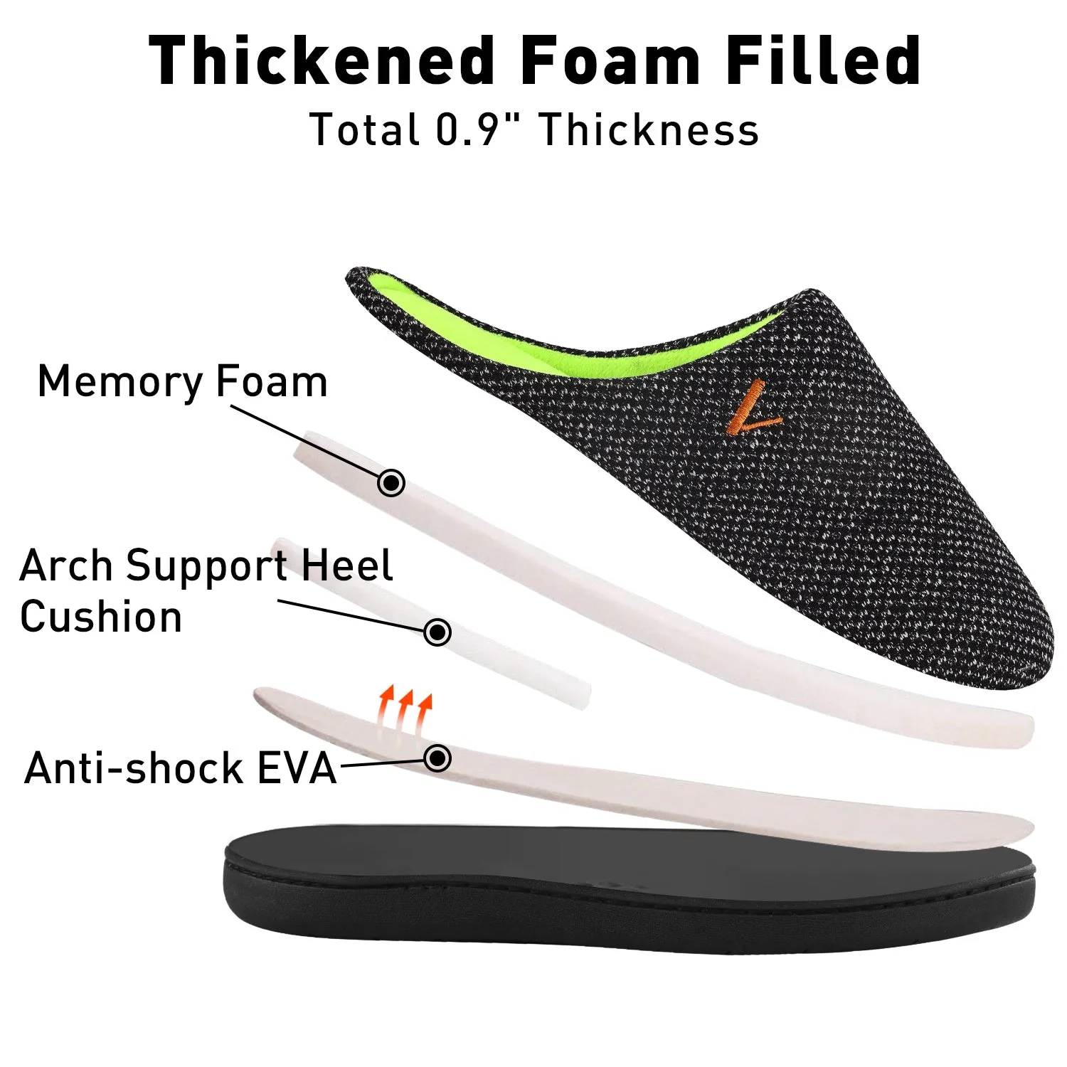 VONMAY Men's Slippers Two-Tone Cozy House Shoes Open Back Memory Foam Slippers Indoor Outdoor