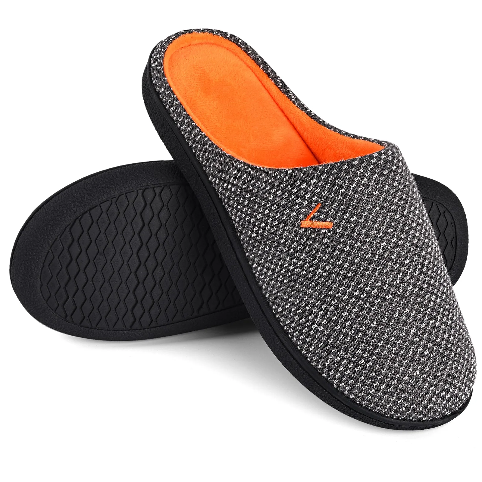 VONMAY Men's Slippers Two-Tone Cozy House Shoes Open Back Memory Foam Slippers Indoor Outdoor