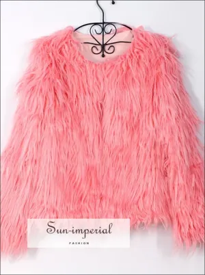 Women Faux Fur Coat Fluffy Warm Long Sleeve Outerwear