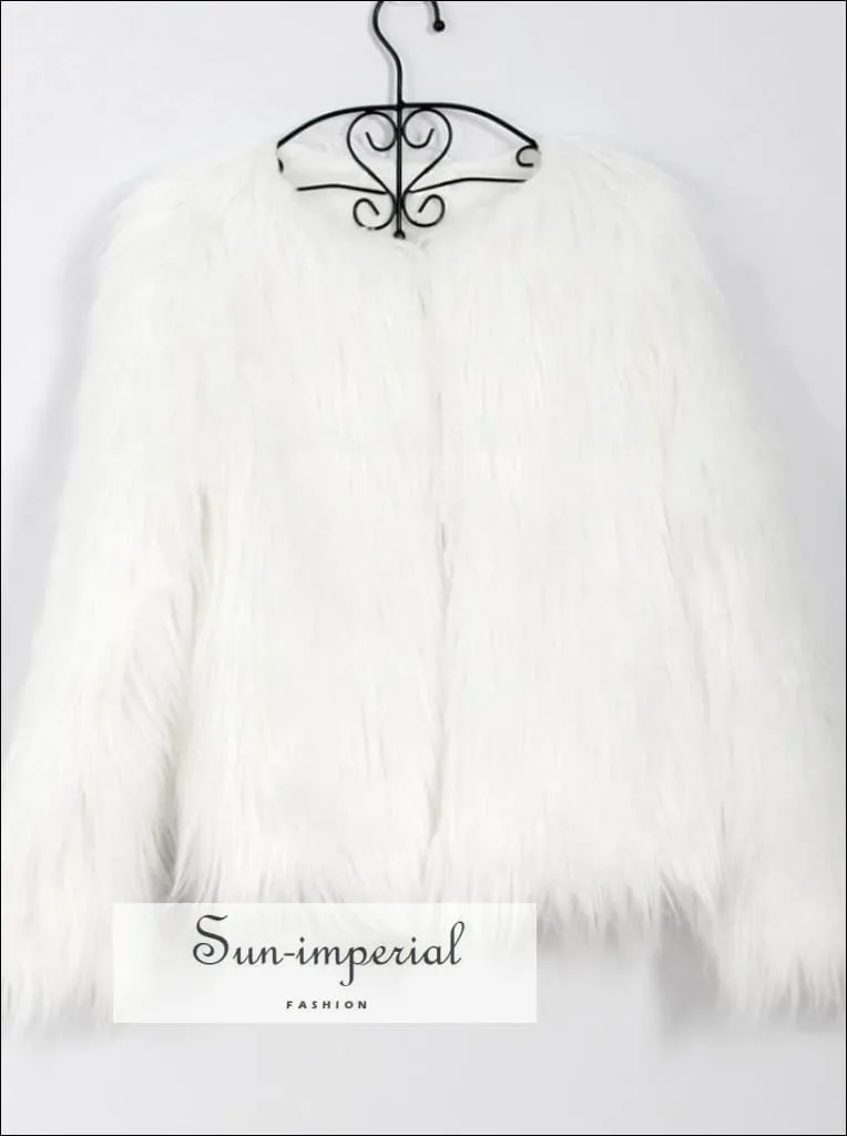 Women Faux Fur Coat Fluffy Warm Long Sleeve Outerwear