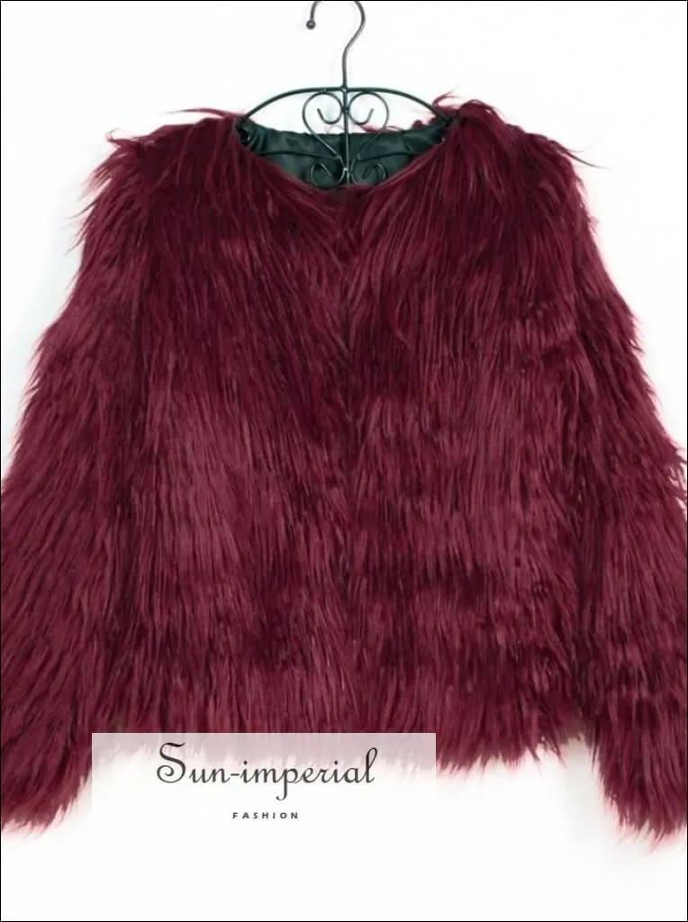 Women Faux Fur Coat Fluffy Warm Long Sleeve Outerwear