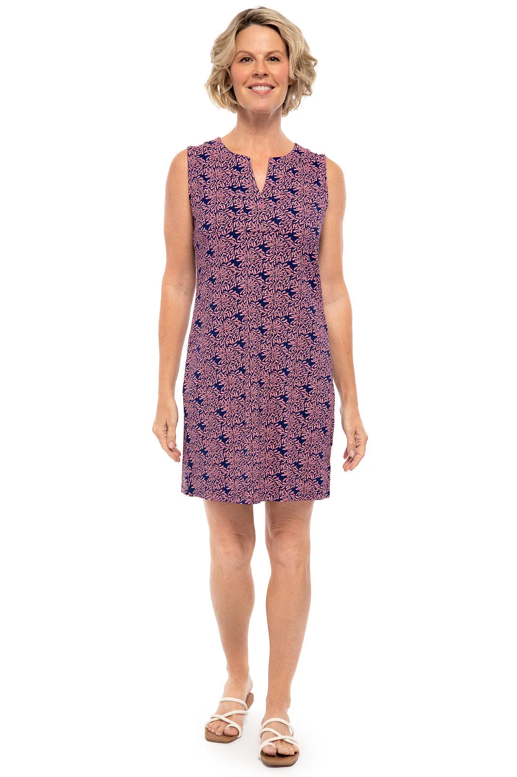 Women's Oceanside Tank Dress  |  Peachy Pink Etched Flowers