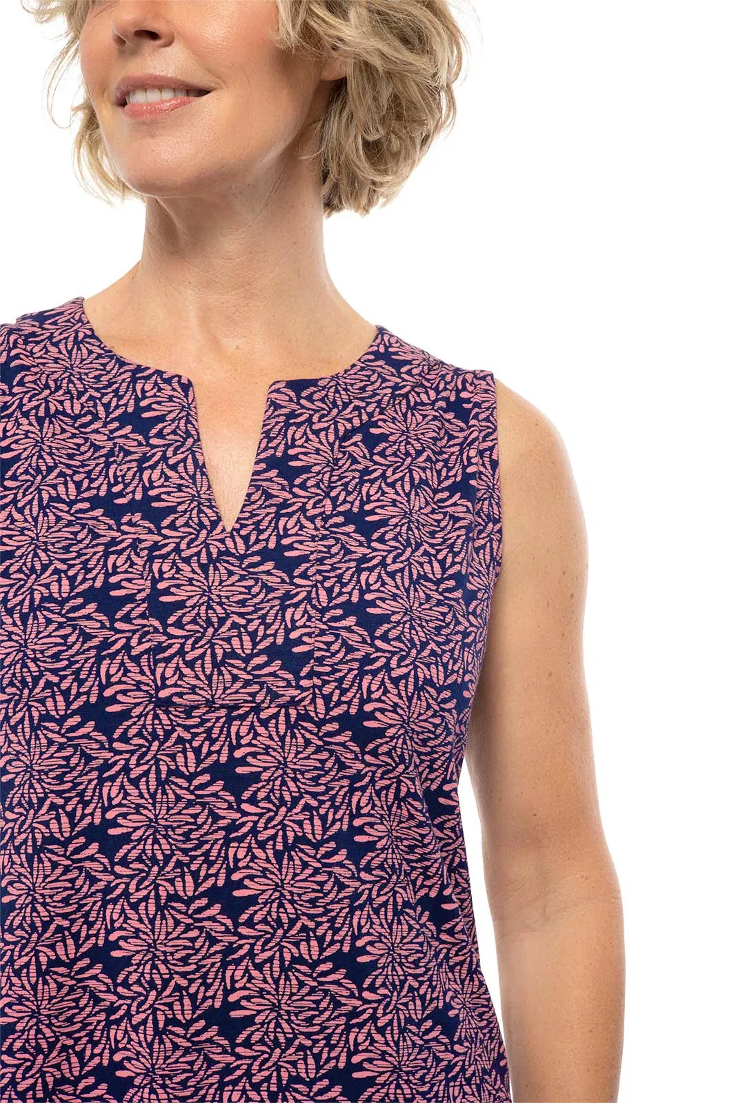 Women's Oceanside Tank Dress  |  Peachy Pink Etched Flowers