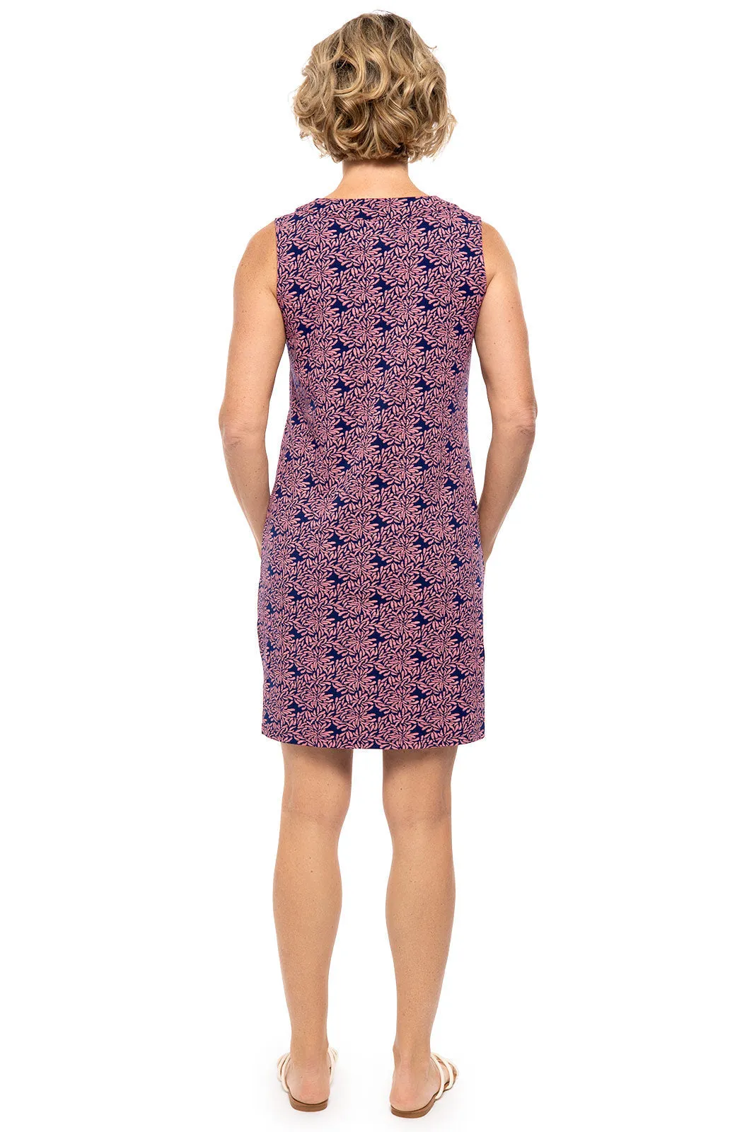 Women's Oceanside Tank Dress  |  Peachy Pink Etched Flowers