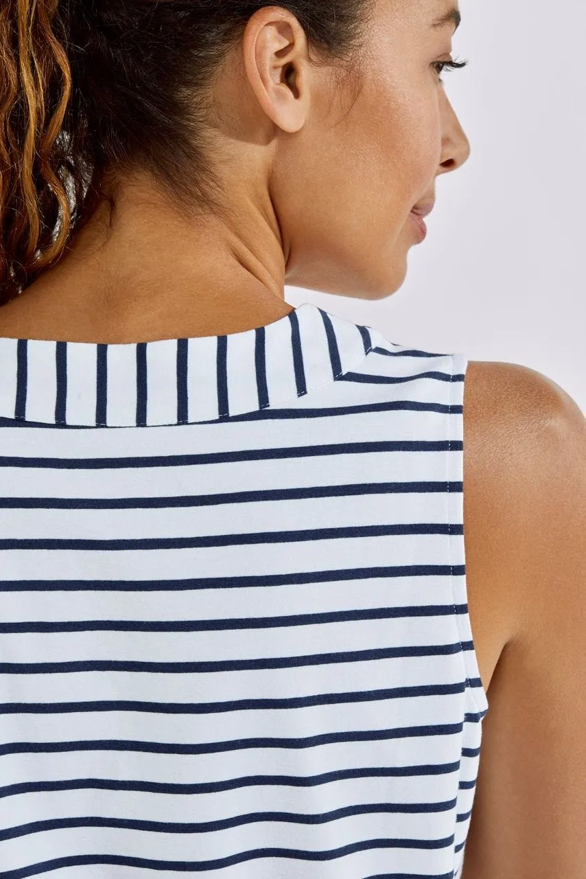 Women's Oceanside Tank Dress  |  White/Navy Stripe