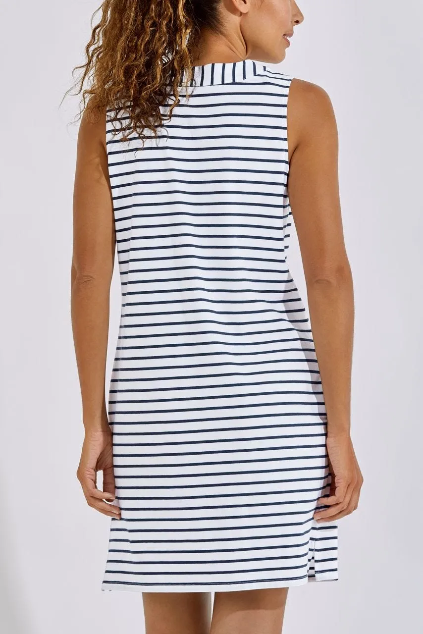 Women's Oceanside Tank Dress  |  White/Navy Stripe
