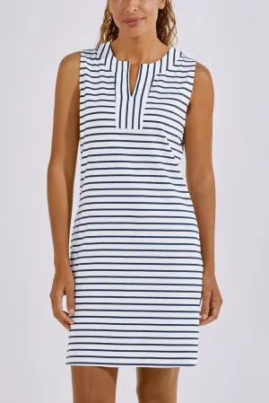 Women's Oceanside Tank Dress  |  White/Navy Stripe