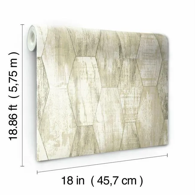 Wood Hexagon Tile Peel & Stick Wallpaper
